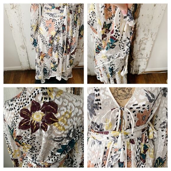 Free people ivory aura leopard floral set NEW - Picture 7 of 8